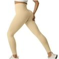 thumbnail image 1 of Zpanxa Yoga Pants Women Solid Color quick-dry Elastic High Waist tight Lift The Hip Yoga Pants Beige A M, 1 of 3
