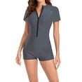 thumbnail image 1 of Zpanxa Zip Front Swimsuit for Women Long Sleeve Surfing Rash Guard Full Coverage, 1 of 7