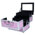 thumbnail image 1 of Zprotect Inc Portable Aluminum Jewelry Box Cosmetic Storage Case with Mirror for Travel, Pink, 1 of 5