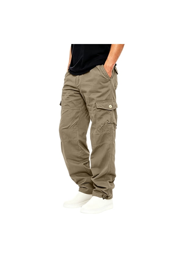 Basic Mens Cargo Work Pants Zipper Security Pockets Breathable Lightweight Jogger City Travel Street Plus Size Pants for Mens
