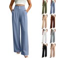 thumbnail image 1 of Zpzdpjkx High Waist Wide Leg Dress Pants for Women Drape Flowy Pleated Palazzo Trousers with Pockets Loose Comfy Casual Office Long Pants, 1 of 7