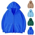 thumbnail image 1 of Zpzdpjkx Hooded Zip Jacket Oversized Loose Double Full Zip Hoodie Solid Color Soft Casual Hooded Sweatshirt for Mens, 1 of 6