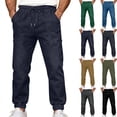thumbnail image 1 of Zpzdpjkx Jeans for Men Baggy Elastic Waisted Drawstring Faux Denim Joggers Pants Straight Leg Loose Jean Trousers, 1 of 7