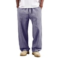 thumbnail image 1 of Zpzdpjkx Men's Striped Wide Leg Pants Trendy Drawstring Elastic Waist Sweatpants Casual Stretch Trousers, 1 of 8