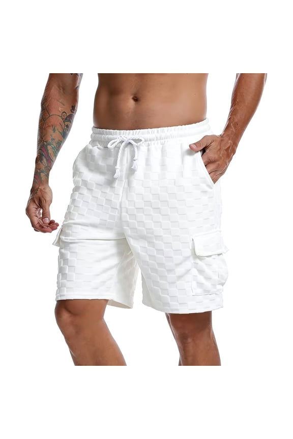 Mens Cargo Shorts Summer Street Elastic Waist Drawstring Comfortable Pleated Pockets for Relaxing Sports Sightseeing Activities Shorts for Men