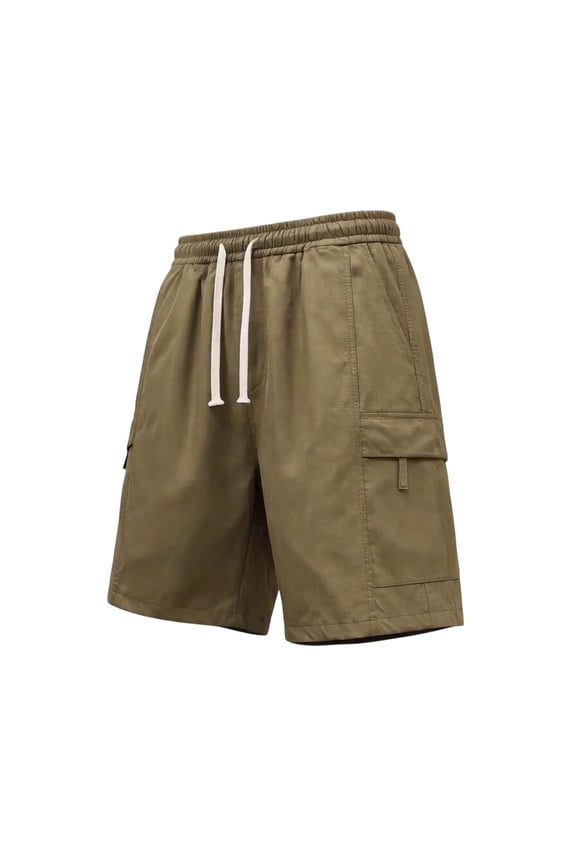 Mens Casual Cargo Shorts Comfortable Thin Woven Material Elastic Drawstring Bermudas Shorts Lightweight Multi Pockets for Fishing Sightseeing Outdoor Everyday Wear Shorts for Men