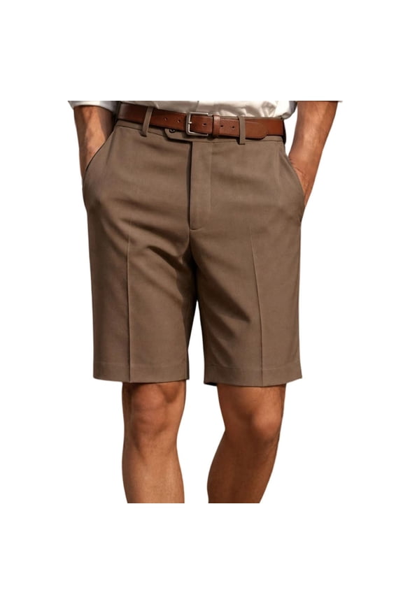 Mens Formal Casual Bermudas Shorts Comfortable Zipper Buttons Pockets Straight Cut for Business Travel Office Everyday Wear Suit Shorts for Men