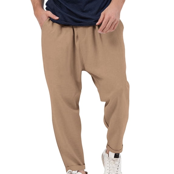 Zpzdpjkx Mens Jogger Pants Drawstring Elastic Waist Side Pockets Cuffed Hems Lightweight Daily Home Walking Casual Trousers Solid Colors Sweatpants for Men