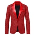 thumbnail image 1 of Zpzdpjkx Mens Lapel Sequin Blazer Long Sleeve Solid Color Outerwear for Magician Performance Party Formal Suit Coat for Mens, 1 of 7