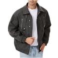 thumbnail image 1 of Zpzdpjkx Mens PU Leather Bomber Jacket Lapel Collar Multi Zipper Pockets Soft Texture Daily Street Fashion Casual Lightweight City Skate Vacation Jackets for Men, 1 of 7