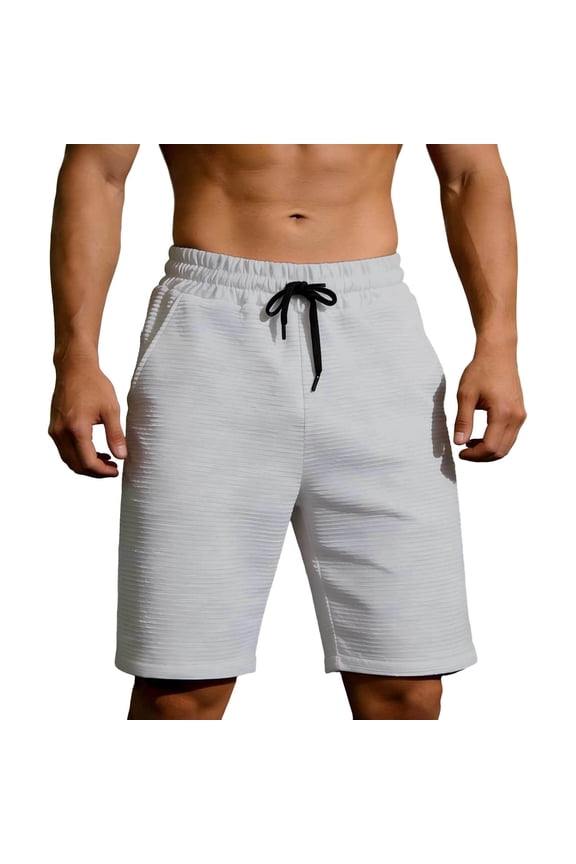 Mens Pull-On Daily Shorts Quickly Dry Pleated Elastic Waist Straight Solid Lightweight Thin Breathable Trendy Versatile Surfing Walking Bermuda Shorts for Men