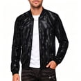 thumbnail image 1 of Zpzdpjkx Mens Sequin Bomber Jacket Side Zipper Pockets Lightweight Stage Party Street Fashion Casual Outerwear for Men, 1 of 5