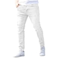 thumbnail image 1 of Zpzdpjkx Mens Skinny Ripped Denim Jean Pants Button Zipper Distressed Scratch Tapered Ankle Stretch Lightweight Comfy Casual Daily Versatile Denim Pants for Men, 1 of 5