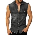 thumbnail image 1 of Zpzdpjkx Mens Sleeveless Denim Shirt Outdoor Lapel Button Down Pocket Casual Lightweight Comfy Jean Tank Top for Mens, 1 of 4