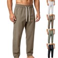thumbnail image 1 of Zpzdpjkx Mens Solid Tapered Athletic Pants Elastic Drawstring Waist Quickly Dry Breathable All Season Outdoor Training Walking Casual Pants for Mens, 1 of 4