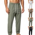 thumbnail image 1 of Zpzdpjkx Mens Solid Tapered Athletic Pants Elastic Drawstring Waist Quickly Dry Breathable All Season Outdoor Training Walking Casual Pants for Mens, 1 of 4