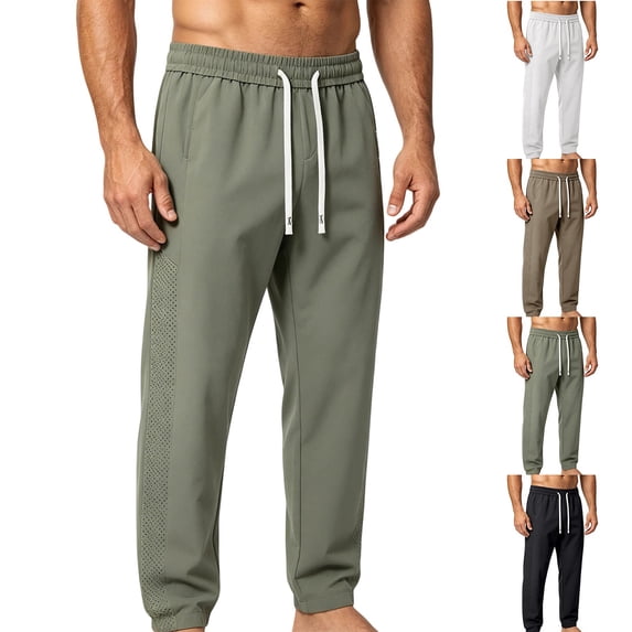 Zpzdpjkx Mens Solid Tapered Athletic Pants Elastic Drawstring Waist Quickly Dry Breathable All Season Outdoor Training Walking Casual Pants for Mens