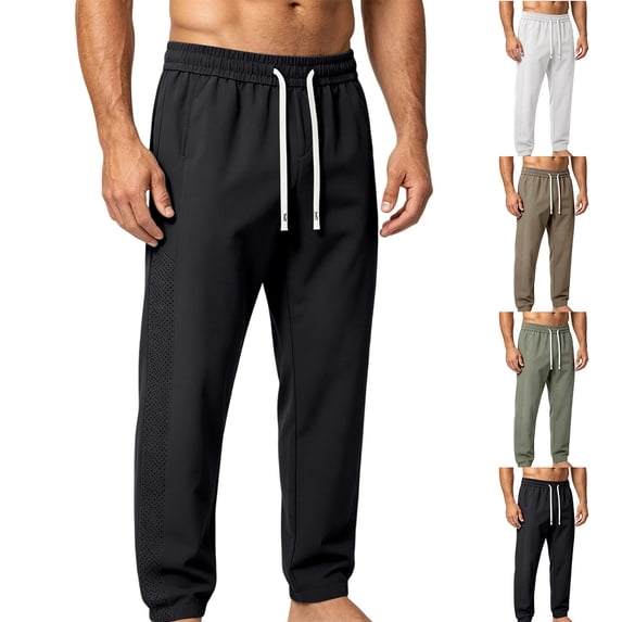 Zpzdpjkx Mens Solid Tapered Athletic Pants Elastic Drawstring Waist Quickly Dry Breathable All Season Outdoor Training Walking Casual Pants for Mens
