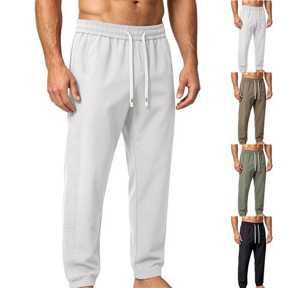Zpzdpjkx Mens Solid Tapered Athletic Pants Elastic Drawstring Waist Quickly Dry Breathable All Season Outdoor Training Walking Casual Pants for Mens