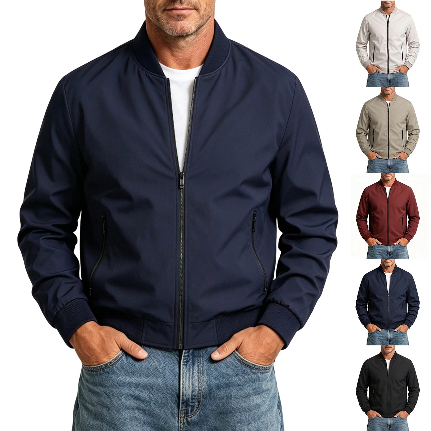 Zpzdpjkx Mens Stand Collar Zip Bomber Jacket Water Repellent Wind Zpzdpjkx Mens Stand Collar Zip Bomber Jacket Water Repellent Wind