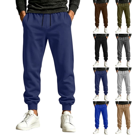 Zpzdpjkx Mens Tapered Sweatpants Drawstring Elastic Waist Cuffed Ankle Solid Tone Casual Street Workout Pants for Mens