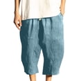 thumbnail image 1 of Zpzdpjkx Mens Wide Leg Linen Capri Pants Drawstring Elastic Waist Loose Lightweight Breathable Big Side Pockets Pleated Texture Multi Color Beach Summer Pants, 1 of 5