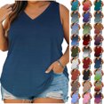 thumbnail image 1 of Zpzdpjkx Plus Size Women's Gradient V Neck Sleeveless Tank Tops Casual Curved Hem Loose Fit Summer Basic Shirts, 1 of 7