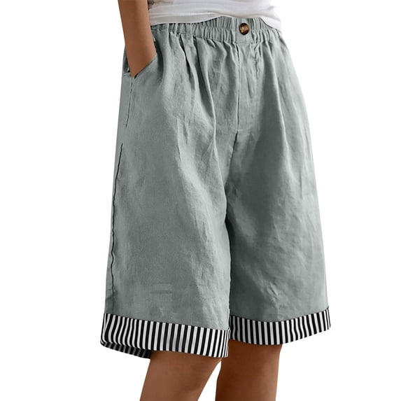 Zpzdpjkx Women’s 5 Inch Casual Shorts with Pockets Elastic Waist Pull-On Bermuda Shorts for Women Gray M