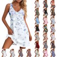 thumbnail image 1 of Zpzdpjkx Women's Bohemian Floral Print Sleeveless V-Neck Summer Dress Casual Flowy Boho Mini Dresses for Women, 1 of 7