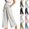 thumbnail image 1 of Zpzdpjkx Women's Tassel Drawstring Wide Leg Pants Loose Flowy Trousers with Side Pockets Summer Boho Beach Casual Long Linen Pants, 1 of 6
