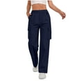 thumbnail image 1 of Zpzdpjkx Womens Cargo Pants High Waisted Baggy Wide Leg Casual Stretchy Work Joggers Streetwear Pull On Trousers, 1 of 10