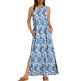 thumbnail image 1 of Zpzdpjkx Womens Summer Floral Maxi Dresses Casual Crew Neck Sleeveless Split Long Beach Vacation Tank Sundress with Pocket, 1 of 6