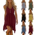 thumbnail image 1 of Zpzdpjkx Womens V-Neck Sleeveless Cotton Linen Dress with Irregular Ruffle Hem Casual High-Low A-Line Summer Dresses for Women, 1 of 7