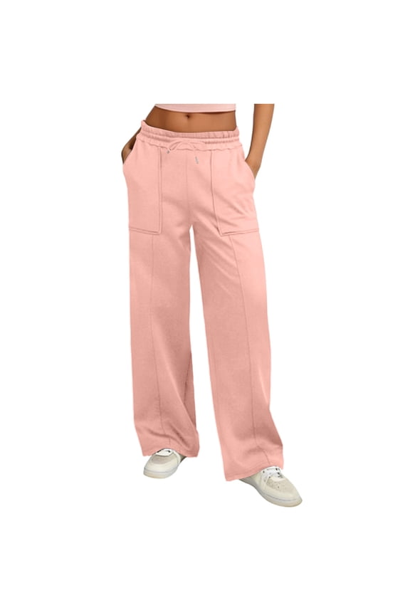 Womens Wide Leg Sweatpants Trendy Baggy Drawstring Elastic Waist Joggers Pants