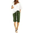 thumbnail image 1 of Zrbywb 2023 New Women Casual Sports Shorts Women Summer Cotton Linen Pants Plus Size High Waisted Shorts Lacing Beach Workout Pocket Lounge Five Point Pants, 1 of 5