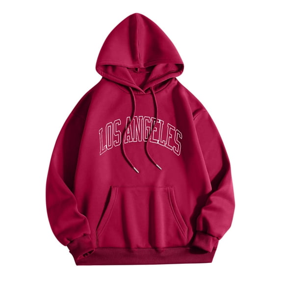 Zrbywb Autumn Winter Fashion Men Hooded Sweater Los Angel Men Women Letter Graphic Hooded Print Round Neck Long Sleeve Sweatshirt Tops