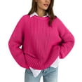 thumbnail image 1 of Zrbywb Fashion Simple Women Sweater New Casual Loose Lazy Wind Sweater Women Outer Wear Pullover Long Sleeve Round Neck Knit Sweater, 1 of 5