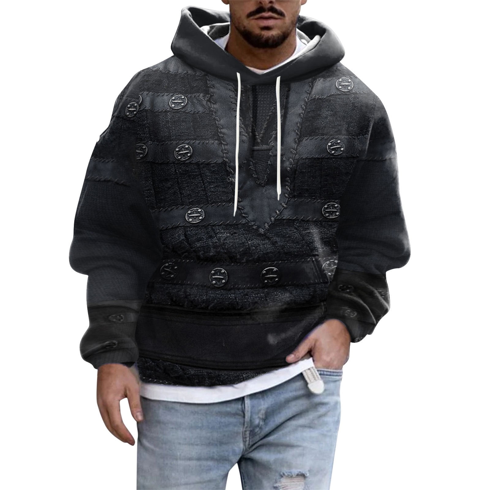 Zrbywb Men's Fashion Trend Hooded Sweater
