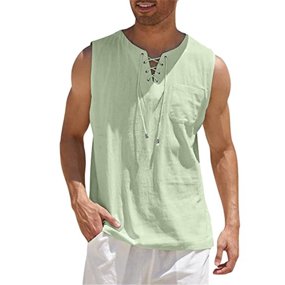 Zrbywb Street Casual Men Tank Tops Mens Spring And Summer Tops Casual Sports Sleeveless Top Cotton Linen Vest Solid Fitness Muscle Tank Top