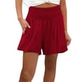 thumbnail image 1 of Zrbywb Summer New Women Fashion Shorts Womens Casual Summer Smocked Elastic Waist Comfy Detail Beach Shorts, 1 of 6