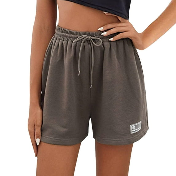 Zrbywb Women Fashion Casual Basic Shorts Sports Knit Shorts Casual Drawstring Waist Sports Shorts Running Sports Shorts