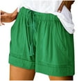 thumbnail image 1 of Zrbywb Women Fashion Casual Basic Shorts Womens Comfy Drawstring Splice Casual Elastic Waist Pocketed Loose Shorts Pants, 1 of 2