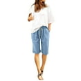 thumbnail image 1 of Zrbywb Women Fashion Tight Shorts Women Summer Cotton Linen Pants Plus Size High Waisted Shorts Lacing Beach Workout Pocket Lounge Five Point Pants, 1 of 5