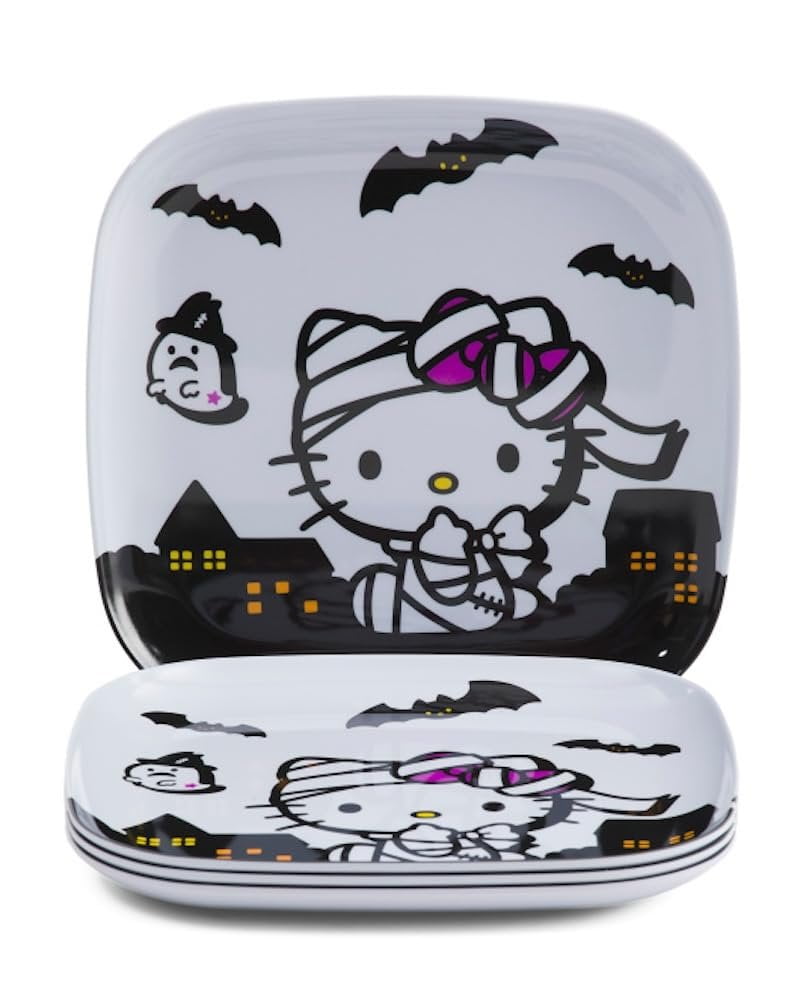 Zrike Brands Hello Kitty Halloween Mummy Melamine Plates - Set of 4