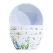 Zrike Brands Peter Bunny Rabbit Classic Melamine Cereal Bowls, 6 Inch Diameter, Set of 4, White