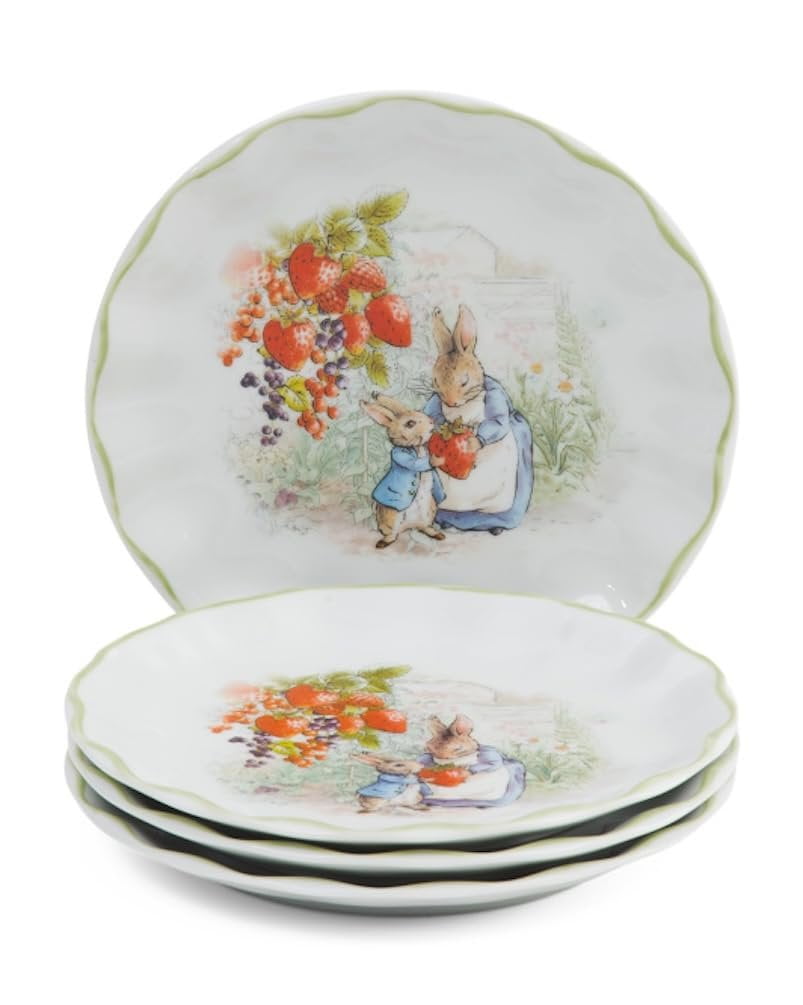 Zrike Brands Peter Easter Rabbit Salad Plates, Strawberry Garden Design ...