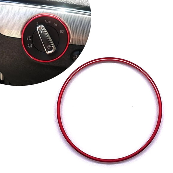 Zriyin Car Headlight Switch Decorative Frame Trim Ring Sticker For Golf For Jett, Red