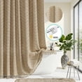 thumbnail image 1 of Zrodlmo Boho Chevron Textured Fabric Shower Curtain, Farmhouse Tassel Bathroom Curtain with Hooks, 72"x 72", Khaki, 1 of 9