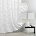 thumbnail image 1 of Zrodlmo Boho Chevron Textured Fabric Shower Curtain,Farmhouse Tassel Bathroom Curtain with Hooks,72"x 72", White, 1 of 8