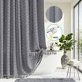 thumbnail image 1 of Zrodlmo Boho Chevron Textured Fabric Shower Curtain with Hooks, Mildew-Resistant Farmhouse Tassel Bathroom Curtain,72" x 72", Gray, 1 of 9